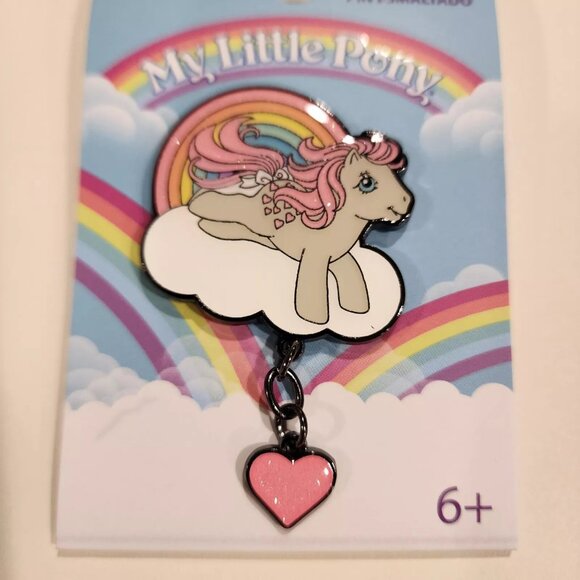Loungefly My Little Pony Heart Dangle Rainbow Glitter Enamel Pin NEW - Picture 3 of 10